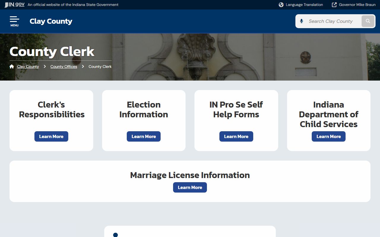 Clay County Clerk office page