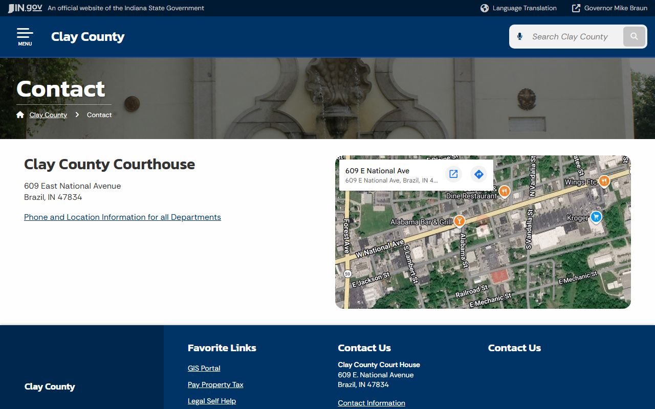 Clay County Clerk courthouse contact page