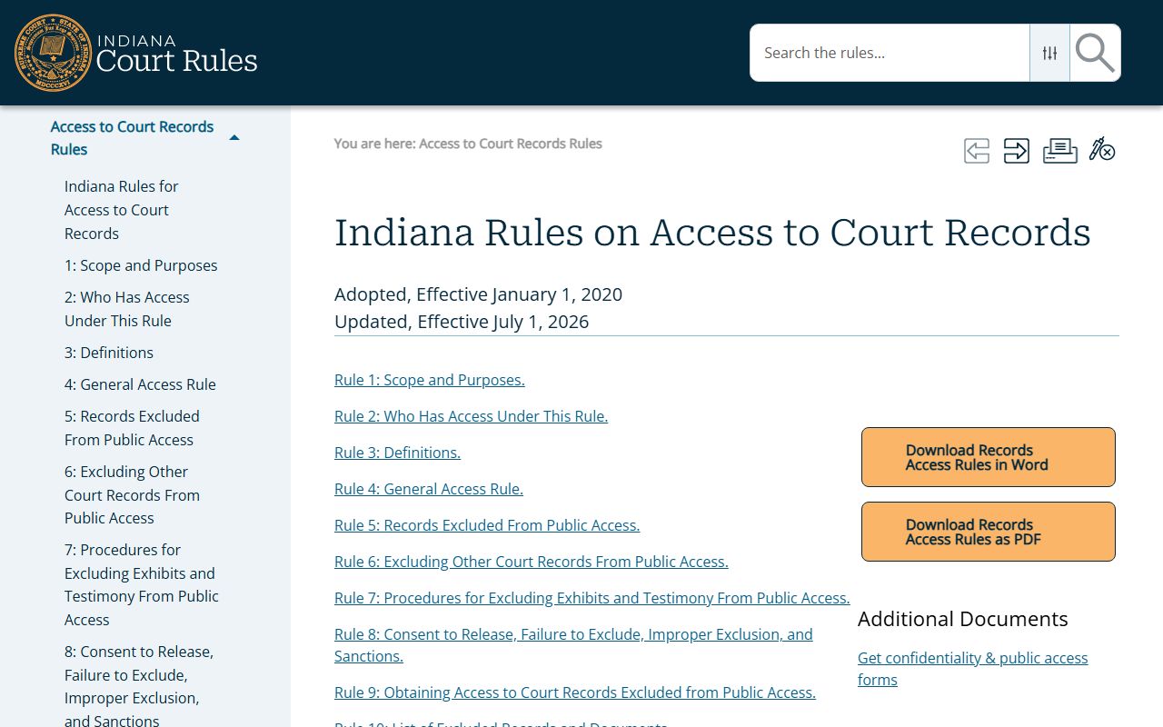 Clay County court dockets Indiana access rules