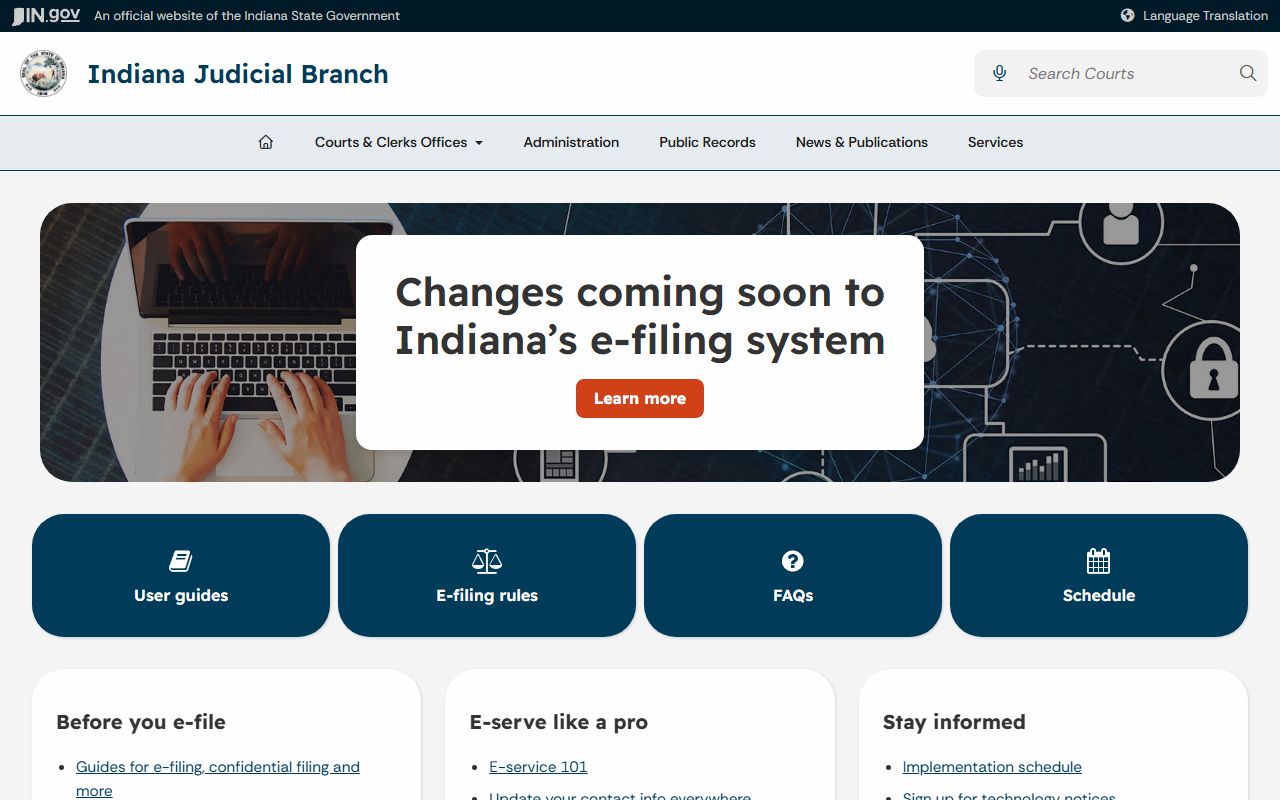 Clay County court dockets Indiana e-filing information