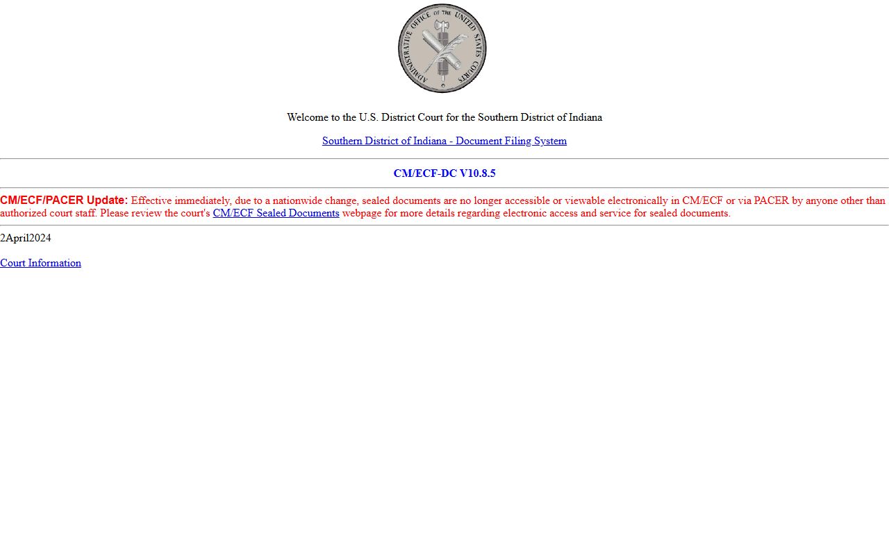 Clay County criminal court records Southern District CM ECF