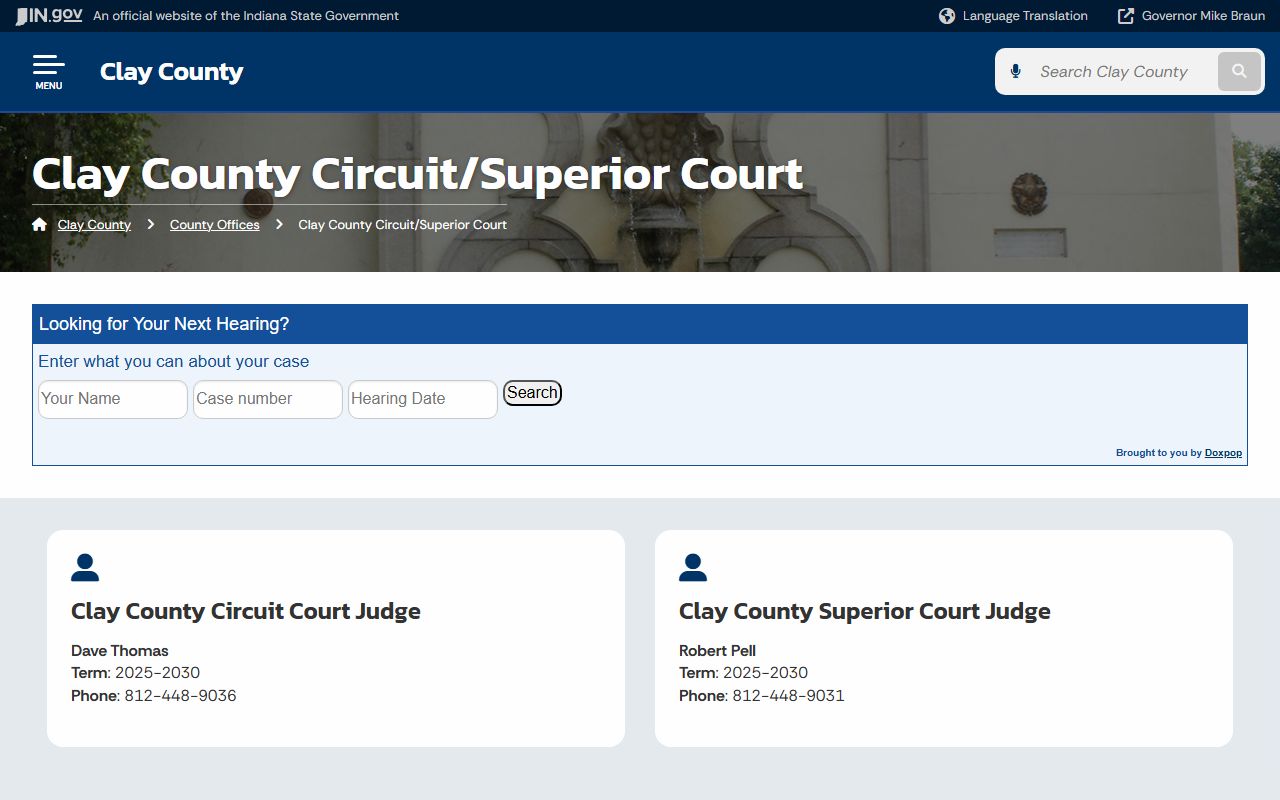 Clay County Circuit and Superior Courts official page