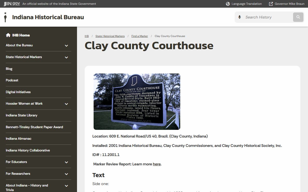 Clay County court records courthouse historical marker
