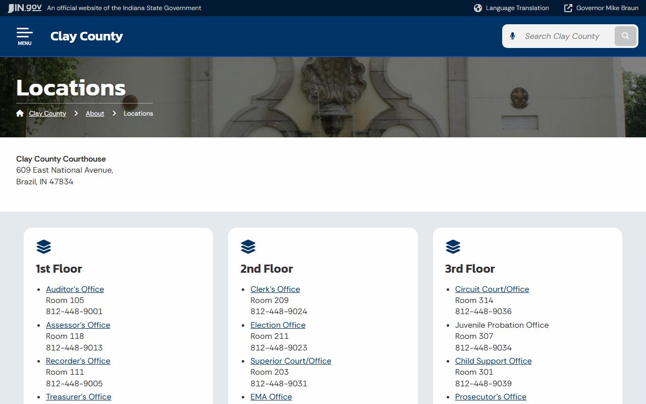 Clay County court records courthouse room directory
