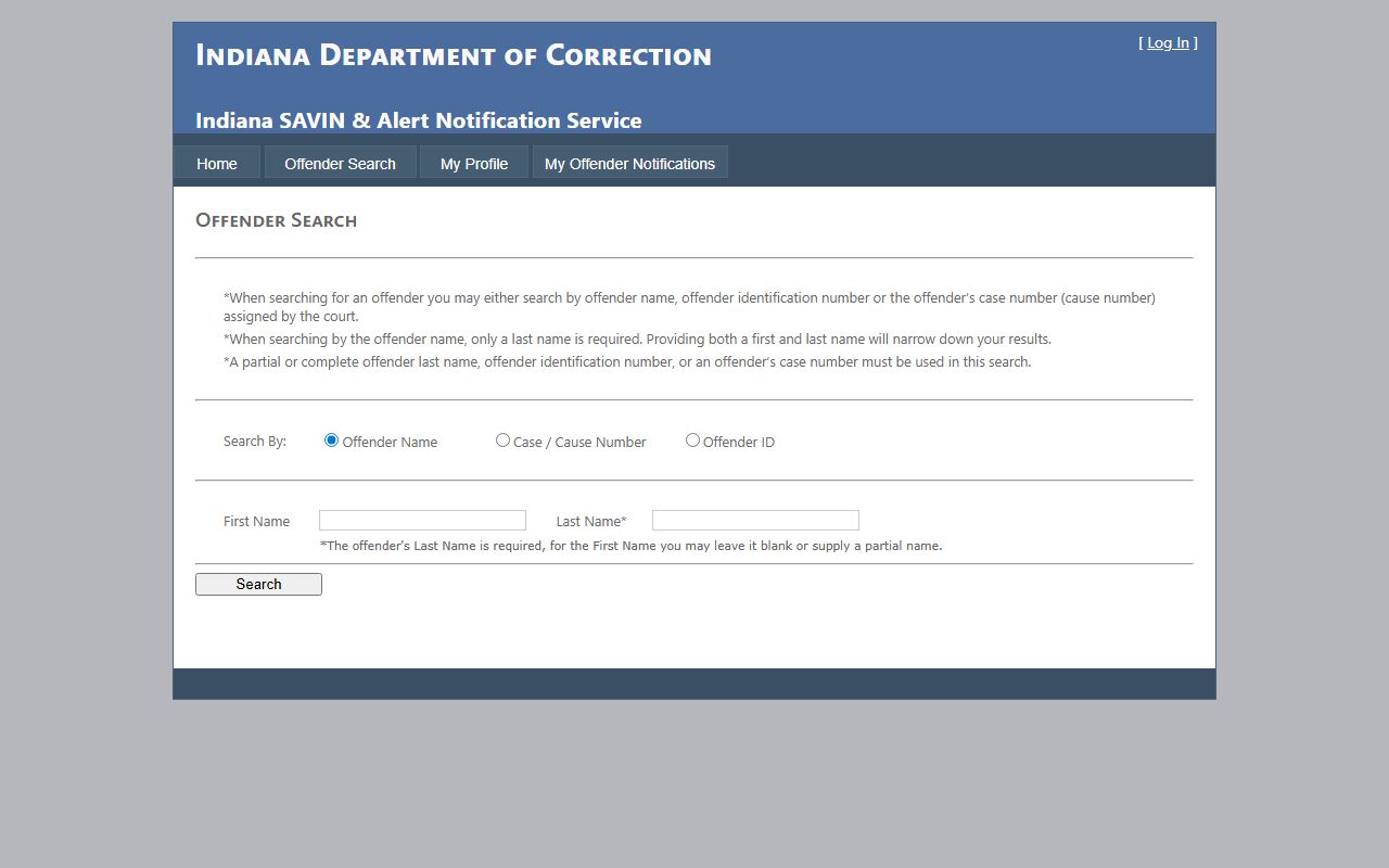 Clay County inmate records through Indiana SAVIN offender search