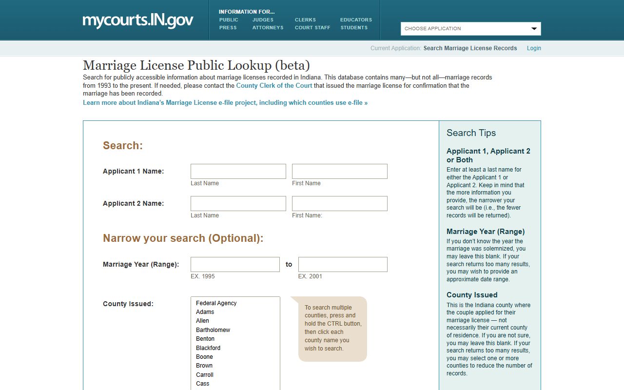 Clay County marriage records statewide search